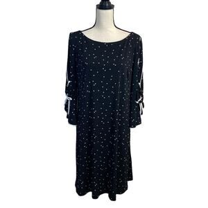 Gabby Skye Black and White Polka Dot Bow Sleeve Sheath Dress Size 16